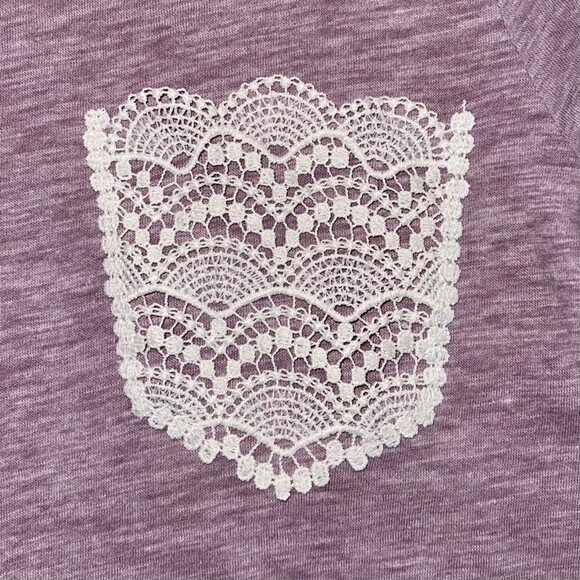 So | Muted Plum Crocheted Pocket Tee | Medium - Picture 4 of 8